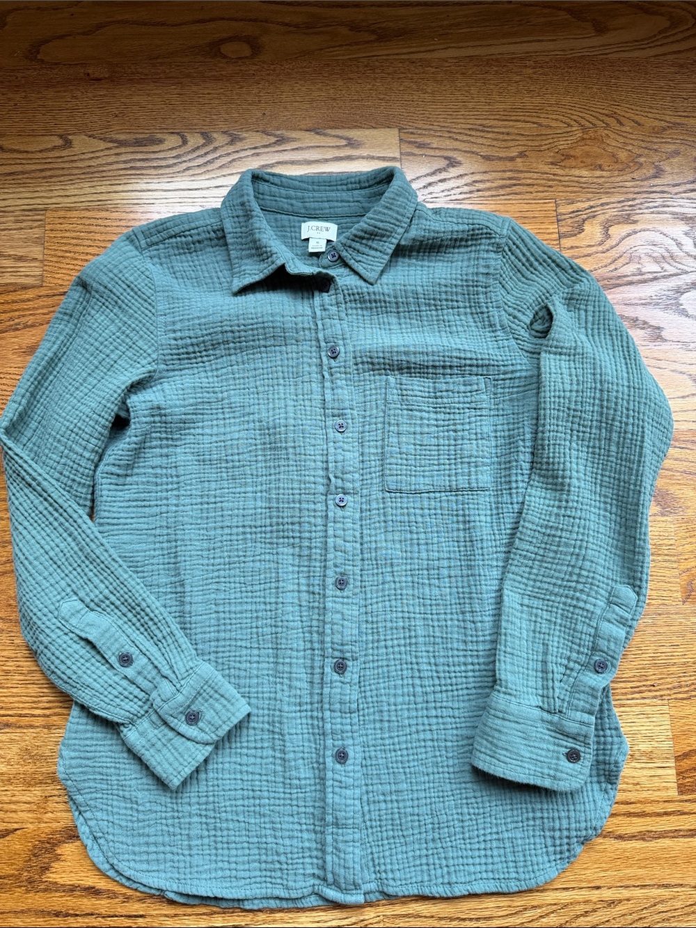 J. Crew Womens Gauze Green Button-Up Shirt